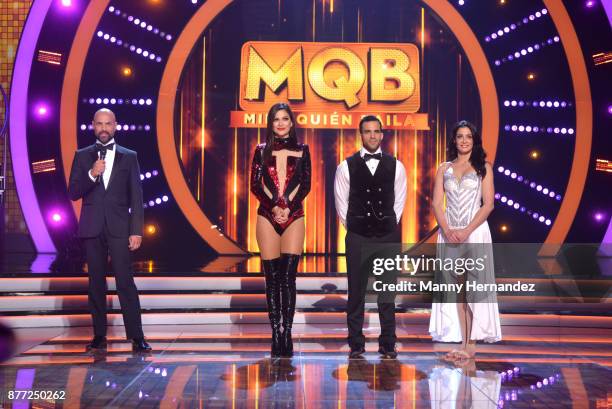 Javier Poza, Ana Patricia, Danell Leyva and Dayanara Torres at Mira Quien Baila Finals at Univision Studios on November 19, 2017 in Miami, FL