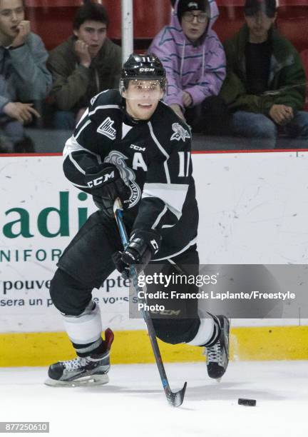 Vitalii Abramov of the Gatineau Olympiques skates with the puck against the Acadie-Bathurst Titan on October 18, 2017 at Robert Guertin Arena in...