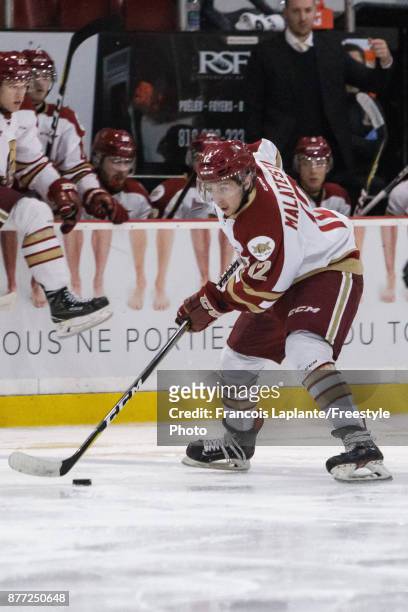 Domenic Malatesta of the Acadie-Bathurst Titan skates with the puck against the Gatineau Olympiques on October 18, 2017 at Robert Guertin Arena in...