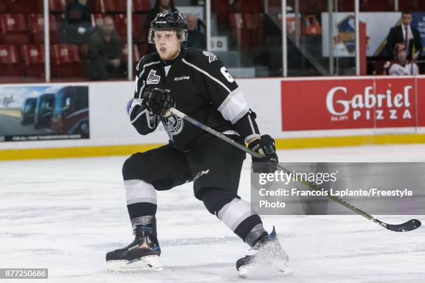 Metis Roelens of the Gatineau Olympiques skates against the Acadie-Bathurst Titan on October 18, 2017 at Robert Guertin Arena in Gatineau, Quebec,...