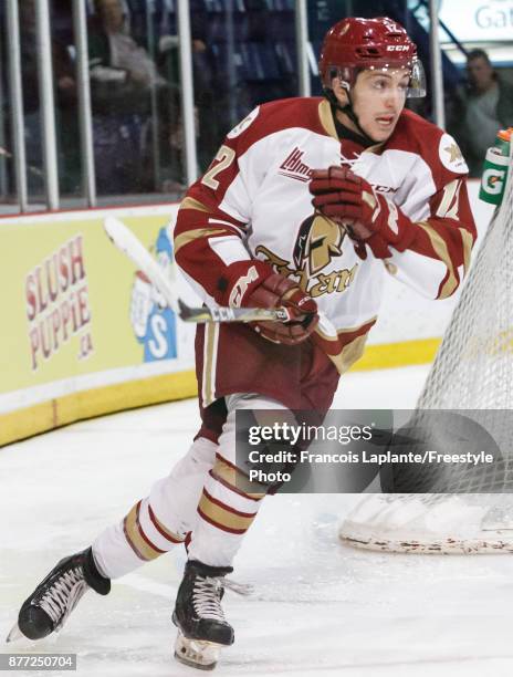 Domenic Malatesta of the Acadie-Bathurst Titan skates against the Gatineau Olympiques on October 18, 2017 at Robert Guertin Arena in Gatineau,...