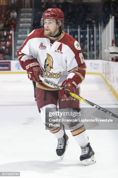 Adam Holwell of the Acadie-Bathurst Titan skates against the Gatineau Olympiques on October 18, 2017 at Robert Guertin Arena in Gatineau, Quebec,...