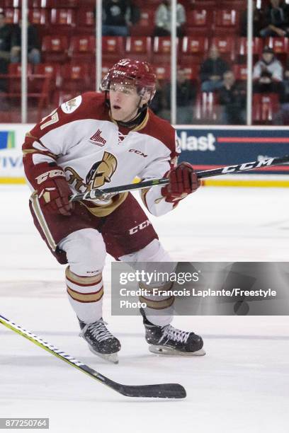 Ethan Crossman of the Acadie-Bathurst Titan skates against the Gatineau Olympiques on October 18, 2017 at Robert Guertin Arena in Gatineau, Quebec,...