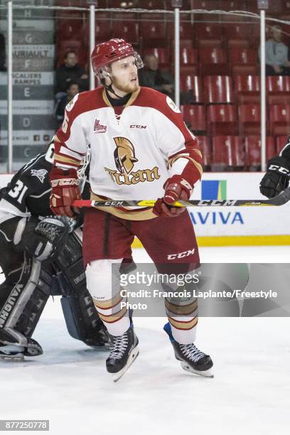 Dawson Theede of the Acadie-Bathurst Titan skates against the Gatineau Olympiques on October 18, 2017 at Robert Guertin Arena in Gatineau, Quebec,...