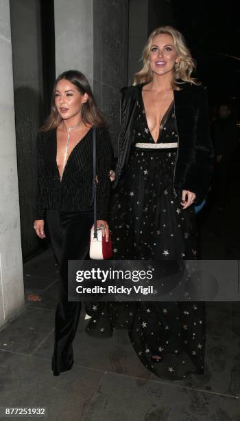 Louise Thompson and Stephanie Pratt seen attending LOTD x Louise Thompson - launch party at STK London on November 21, 2017 in London, England.