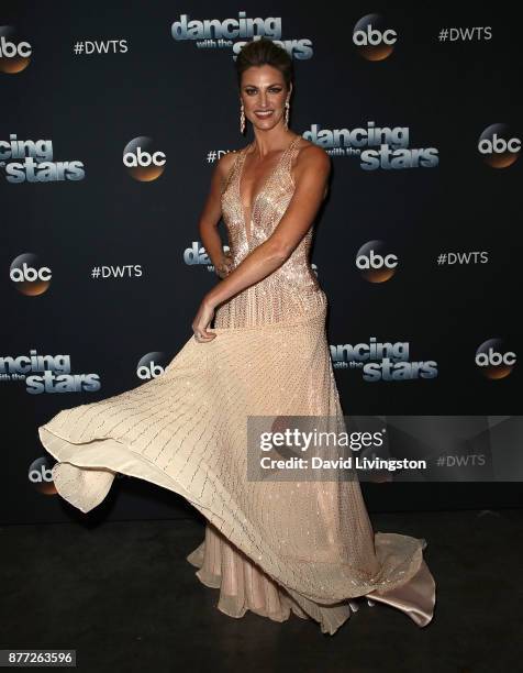 Personality Erin Andrews poses at "Dancing with the Stars" season 25 at CBS Televison City on November 21, 2017 in Los Angeles, California.