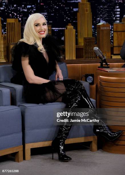 Gwen Stefani visits "The Tonight Show Starring Jimmy Fallon" at Rockefeller Center on November 21, 2017 in New York City.