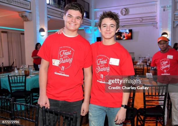Actor Max Charles and guest attends The Salvation Army Feast of Sharing presented by Nickelodeon at Casa Vertigo on November 21, 2017 in Los Angeles,...