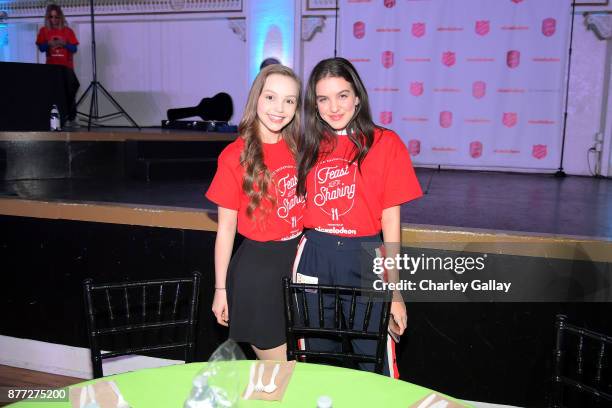 Actors Savannah May and Lilimar attend The Salvation Army Feast of Sharing presented by Nickelodeon at Casa Vertigo on November 21, 2017 in Los...