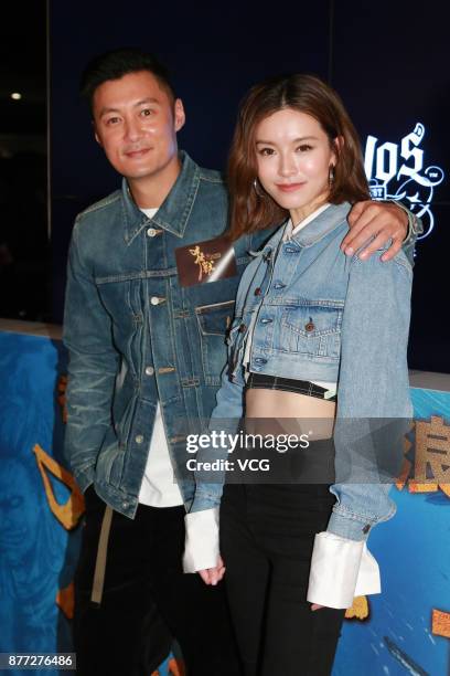 Actress Janice Man and actor Shawn Yue attend the premiere of director Jonathan Li's film 'The Brink' on November 21, 2017 in Hong Kong, China.