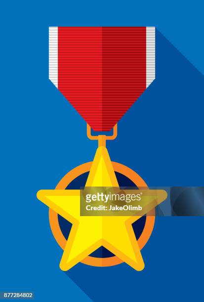 medallion icon flat - golden medals of merit in work ceremony stock illustrations