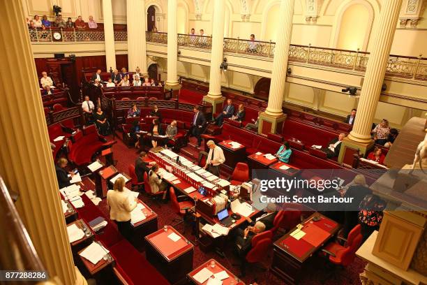 General view inside of the Parliament of Victoria on November 22, 2017 in Melbourne, Australia. Government MPs believe they will pass Victoria's...