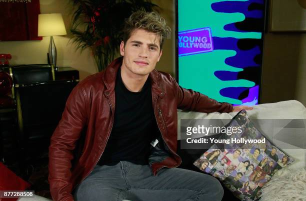 November 21: Gregg Sulkin from Marvel's Runaways visits the Young Hollywood Studio on November 21, 2017 in Los Angeles, California.