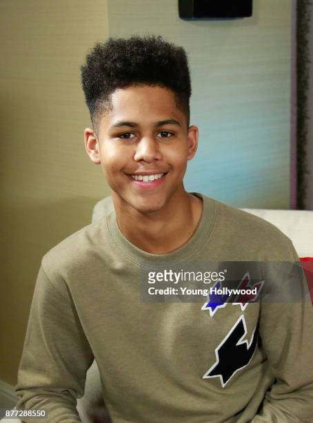 November 21: Rhenzy Feliz from Marvel's Runaways visits the Young Hollywood Studio on November 21, 2017 in Los Angeles, California.