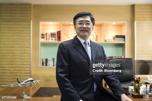 Tan Wangeng, president of China Southern Airlines Co., poses for a photograph after a Bloomberg Television interview in Guangzhou, China, on...