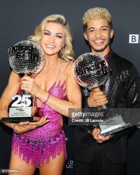 Lindsay Arnold and Jordan Fisher attend the 'Dancing With The Stars' Season 25 Finale on November 21, 2017 in Los Angeles, California.