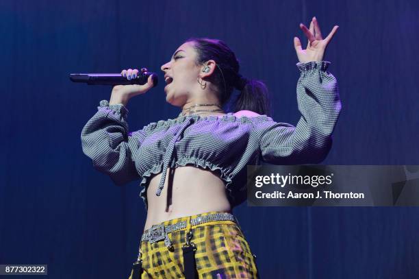 Singer Charli XCX performs on stage at Little Caesars Arena on November 21, 2017 in Detroit, Michigan.