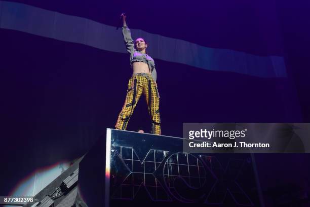Singer Charli XCX performs on stage at Little Caesars Arena on November 21, 2017 in Detroit, Michigan.