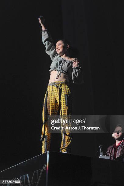 Singer Charli XCX performs on stage at Little Caesars Arena on November 21, 2017 in Detroit, Michigan.