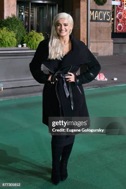 Bebe Rexha attends Macy's Thanksgiving Day Parade Talent Rehearsals at Macy's Herald Square on November 21, 2017 in New York City.