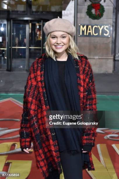 Olivia Holt attends Macy's Thanksgiving Day Parade Talent Rehearsals at Macy's Herald Square on November 21, 2017 in New York City.