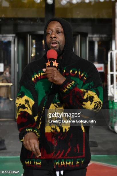 Wyclef Jean attends Macy's Thanksgiving Day Parade Talent Rehearsals at Macy's Herald Square on November 21, 2017 in New York City.