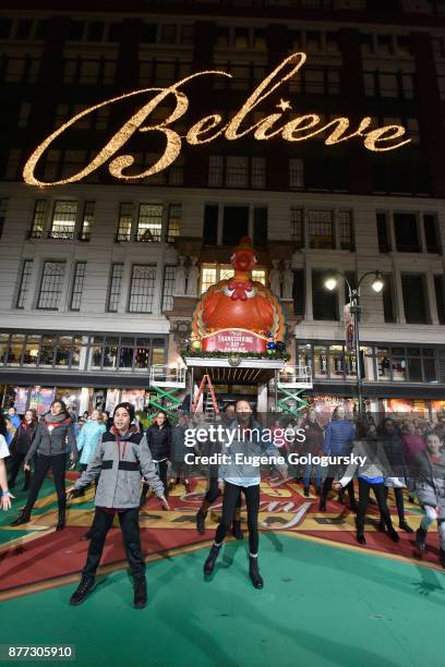 Camp Broadway performs at Macy's Thanksgiving Day Parade Talent Rehearsals at Macy's Herald Square on November 21, 2017 in New York City.