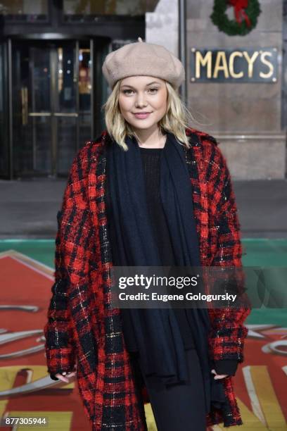 Olivia Holt attends Macy's Thanksgiving Day Parade Talent Rehearsals at Macy's Herald Square on November 21, 2017 in New York City.