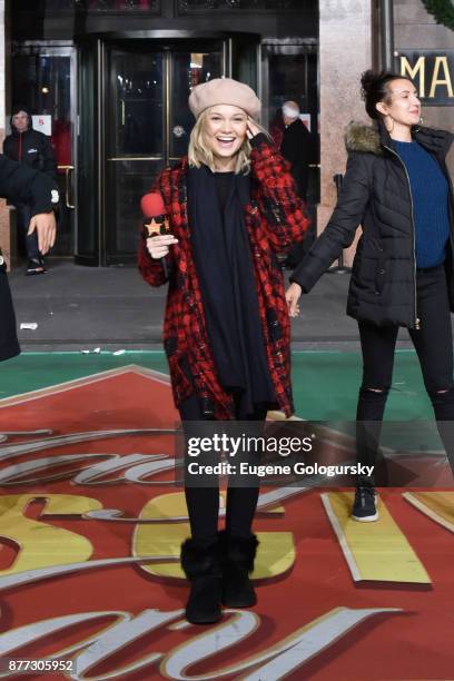 Olivia Holt attends Macy's Thanksgiving Day Parade Talent Rehearsals at Macy's Herald Square on November 21, 2017 in New York City.