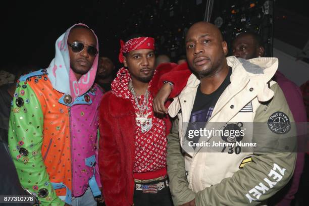 Cam'ron, Juelz Santana and Freekey Zekey attend Spotify's RapCaviar Live in New York at Hammerstein Ballroom on November 21, 2017 in New York City.