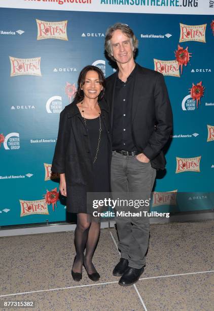 Musician Susnna Hoffs and director Jay Roach attend the opening night of "Something Rotten!" at Ahmanson Theatre on November 21, 2017 in Los Angeles,...