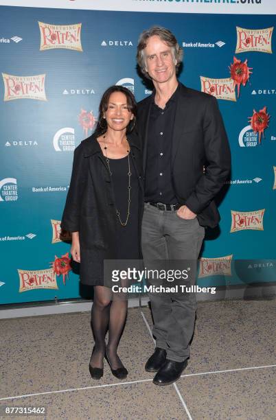 Musician Susnna Hoffs and director Jay Roach attend the opening night of "Something Rotten!" at Ahmanson Theatre on November 21, 2017 in Los Angeles,...