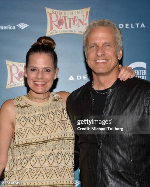 Suzanne Cryer and Patrick Fabian attend the opening night of "Something Rotten!" at Ahmanson Theatre on November 21, 2017 in Los Angeles, California.