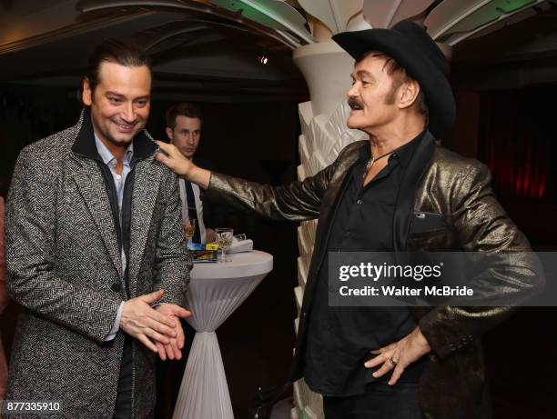 Constantine Maroulis and Randy Jones attend the Broadway Opening Night after party for 'Home for the Holidays - The Broadway Concert Celebration' at...