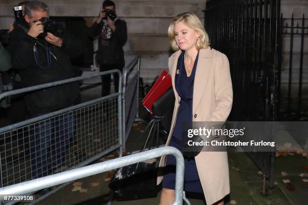 Education Secretary Justine Greening arrives for a cabinet meeting ahead of the Chancellor's annual budget at 10 Downing Street on November 22, 2017...