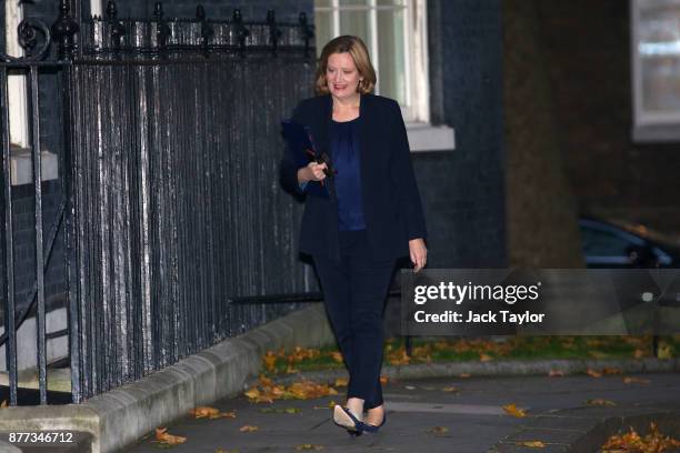 Home Secretary Amber Rudd arrives for a cabinet meeting ahead of the Chancellor's annual budget at 10 Downing Street on November 22, 2017 in London,...