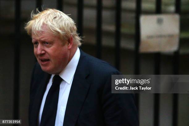 Foreign Secretary Boris Johnson arrives for a cabinet meeting ahead of the Chancellor's annual budget at 10 Downing Street on November 22, 2017 in...