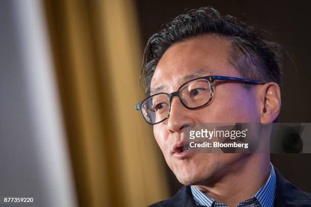 Billionaire Joseph "Joe" Tsai, co-vice chairman of Alibaba Group Holding Ltd., speaks during the Asia Global Dialogue conference in Hong Kong, China,...