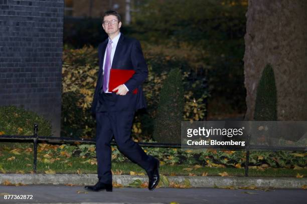 Greg Clark, U.K. Business secretary, arrives for a pre-budget cabinet meeting at number 10 Downing Street in London, U.K., on Wednesday, Nov. 22,...