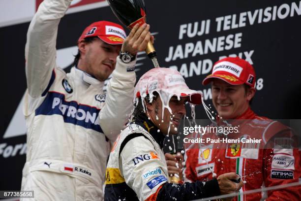 Robert Kubica, Fernando Alonso, Kimi Raikkonen, Grand Prix of Japan, Fuji Speedway, 12 October 2008.