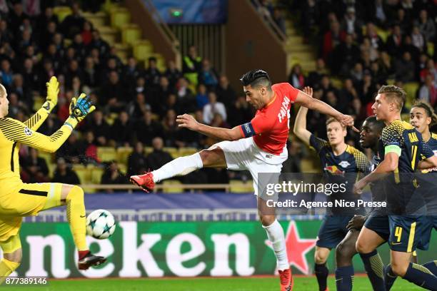 Radamel Falcao of Monaco during the UEFA Champions League match between As Monaco and RB Leipzig at Stade Louis II on November 21, 2017 in Monaco,...