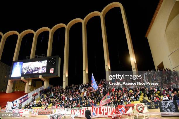 Fans of leipzig during the UEFA Champions League match between As Monaco and RB Leipzig at Stade Louis II on November 21, 2017 in Monaco, Monaco.