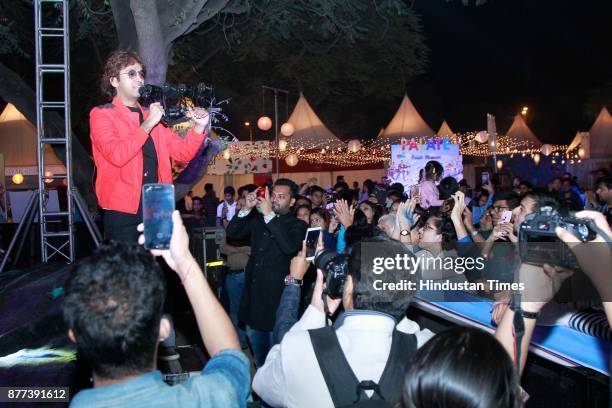 Multi-genre Hindi band, Astitva, performs during the Hindustan Times Palate Fest 2017, at Nehru Park, on November 17, 2017 in New Delhi, India. The...