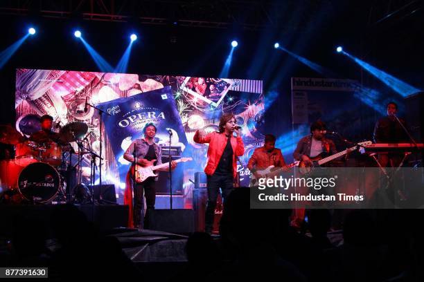 Multi-genre Hindi band, Astitva, performs during the Hindustan Times Palate Fest 2017, at Nehru Park, on November 17, 2017 in New Delhi, India. The...