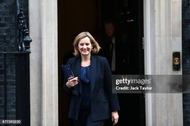 Home Secretary Amber Rudd leaves after a cabinet meeting ahead of the Chancellor's annual budget at 10 Downing Street on November 22, 2017 in London,...