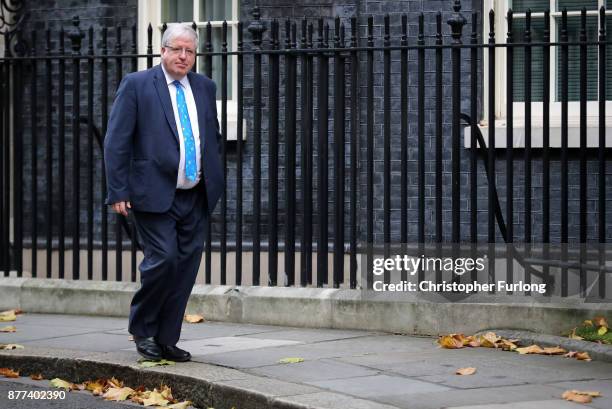 Conservative Party Chairman and Chancellor of the Duchy of Lancaster Sir Patrick McLoughlin leaves after a cabinet meeting ahead of the Chancellor's...