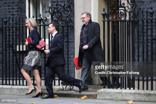 Chief Secretary to the Treasury Elizabeth Truss, Secretary of State for Wales Alun Cairns and Secretary of State for Scotland David Mundell leave...