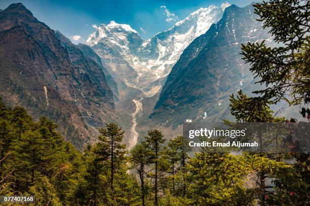 kangtega mountain, everest region, nepal - april 27, 2016 - kangtega stock pictures, royalty-free photos & images