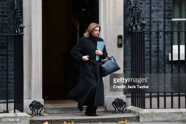 Secretary of State for International Development Penny Mordaunt leaves after a cabinet meeting ahead of the Chancellor's annual budget at 10 Downing...