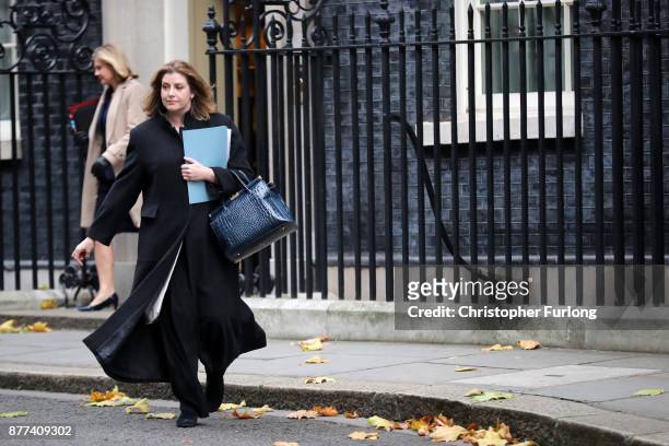 Secretary of State for International Development Penny Mordaunt leaves after a cabinet meeting ahead of the Chancellor's annual budget at 10 Downing...